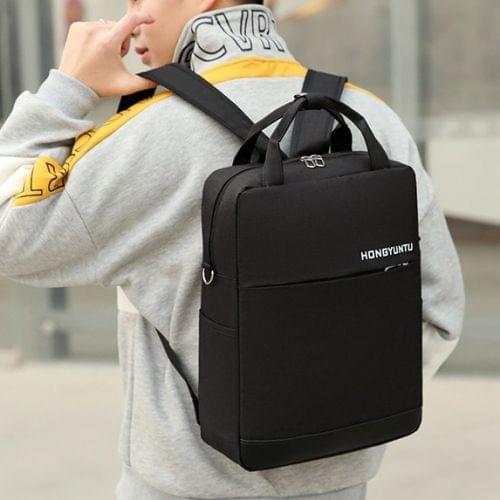 Multi-Function Terylene Portable Casual Double Shoulders Bag with USB Charging Hole (Black)