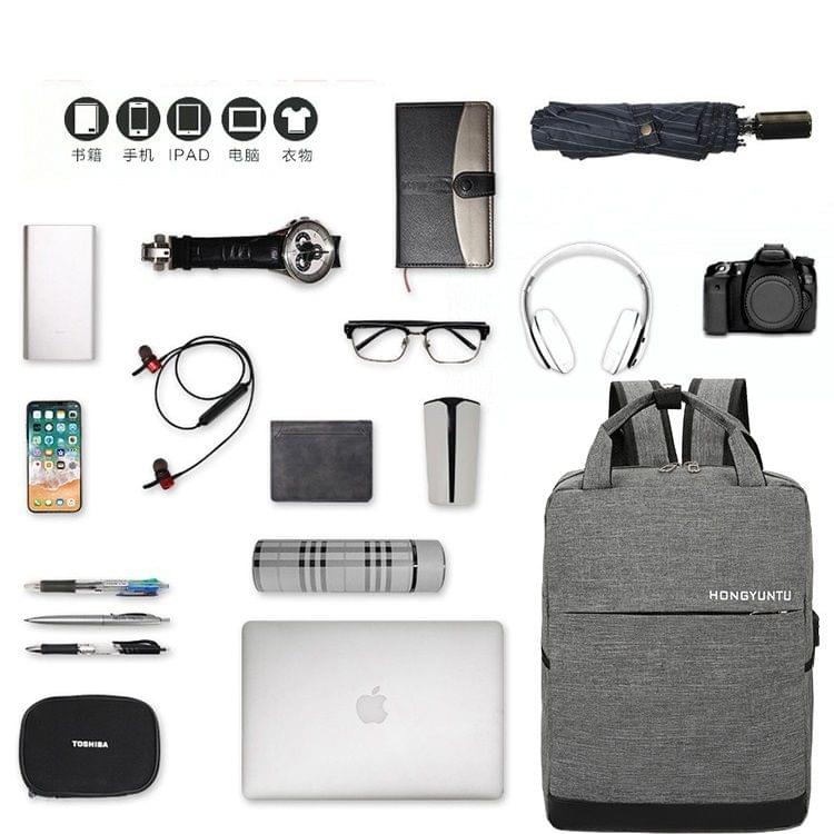 Multi-Function Terylene Portable Casual Double Shoulders Bag with USB Charging Hole (Black)