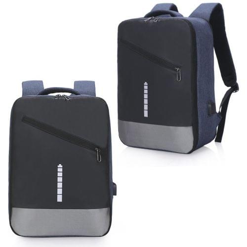 Multi-Function Oxford Portable Casual Double Shoulders Bag with Earphone Line Hole & USB Charging (Blue)
