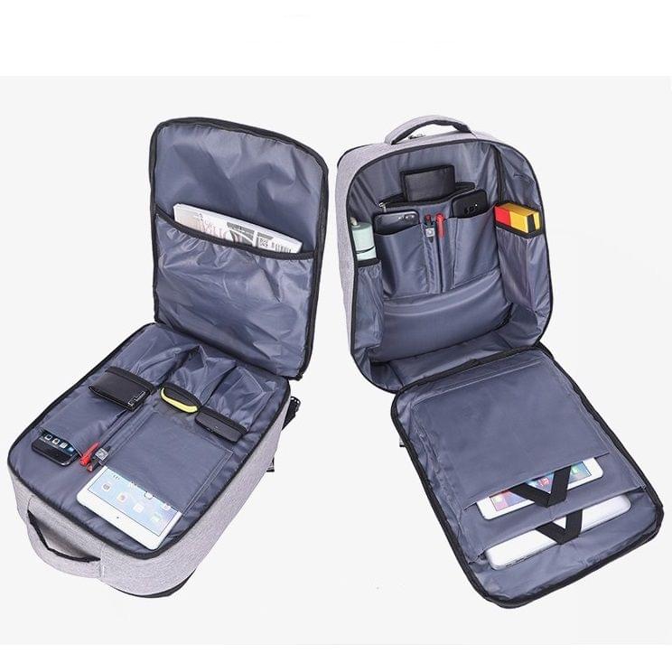 Multi-Function Oxford Portable Casual Double Shoulders Bag with Earphone Line Hole & USB Charging (Blue)