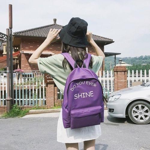 Words Pattern Double Shoulders School Bag Travel Backpack Bag (Purple)