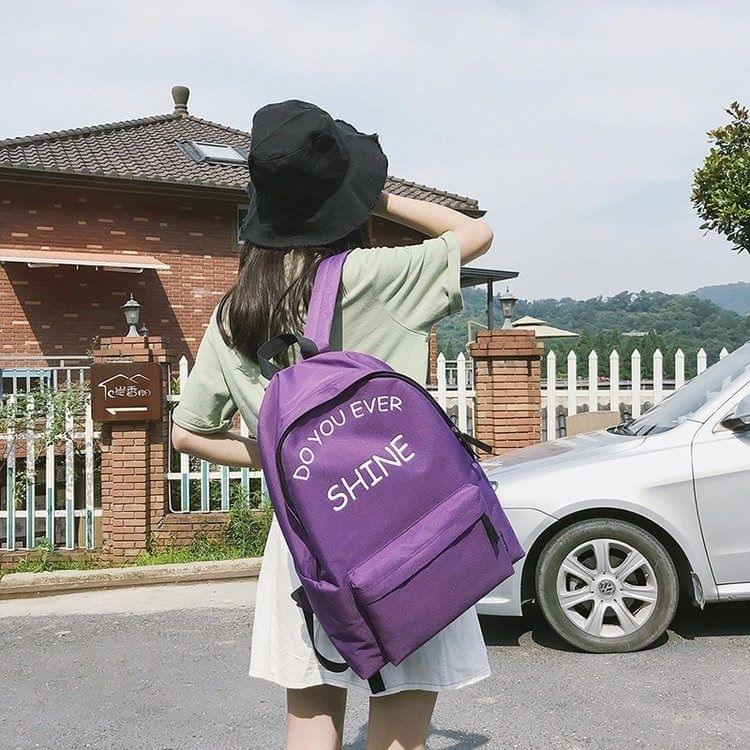 Words Pattern Double Shoulders School Bag Travel Backpack Bag (Purple)