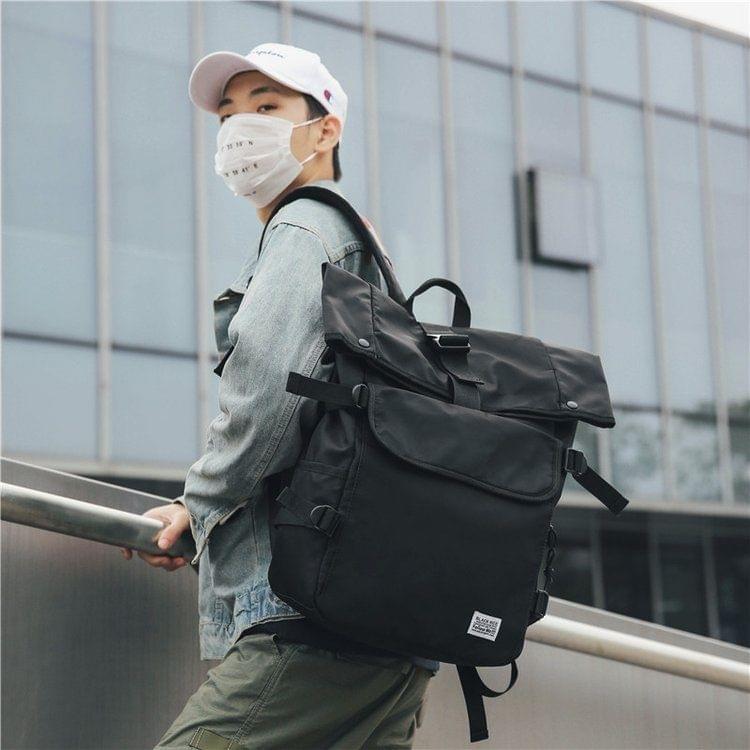 Buckle Design Outdoor Sport Double Shoulders Travel Backpack Bag (Black)