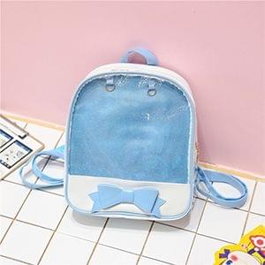 Transparent Children Backpack Cute Bow Bags Mini Schoolbag(Blue)