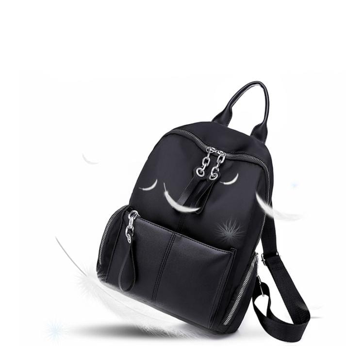 Double Zipper Design Casual Shoulder Bag Ladies Shoulder Bag Multi-function Handbag (Black)
