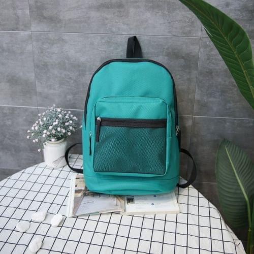 Oxford Double Shoulders School Bag Travel Backpack Bag (Green)