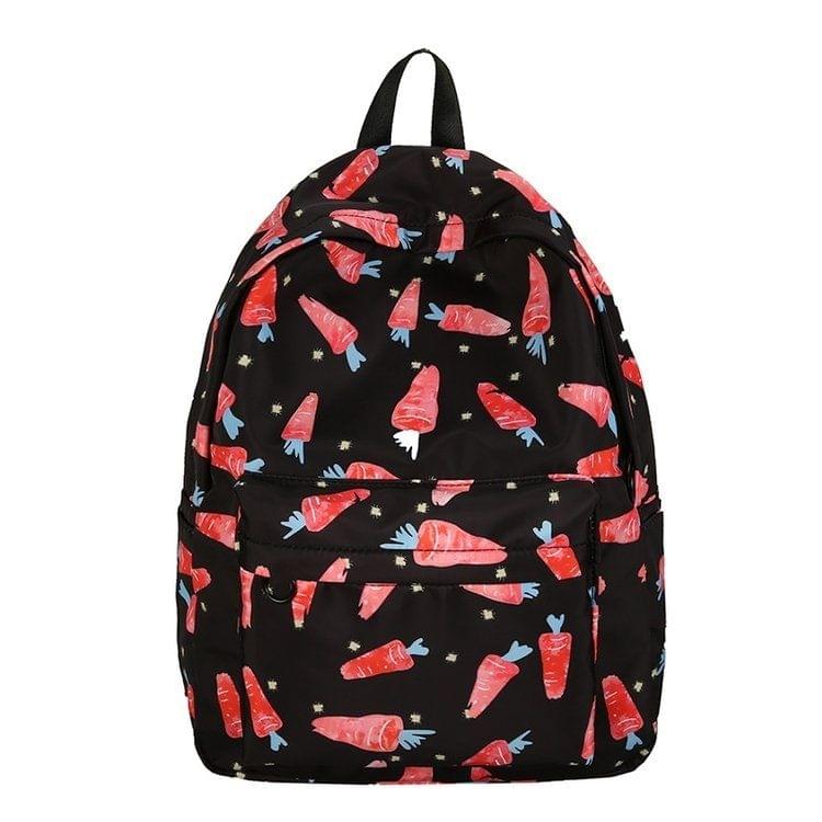 Carrot Pattern Double Shoulders School Bag Travel Backpack Bag (Black)