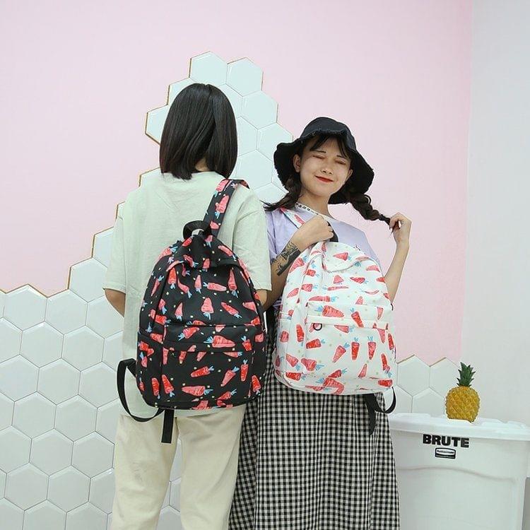 Carrot Pattern Double Shoulders School Bag Travel Backpack Bag (Black)