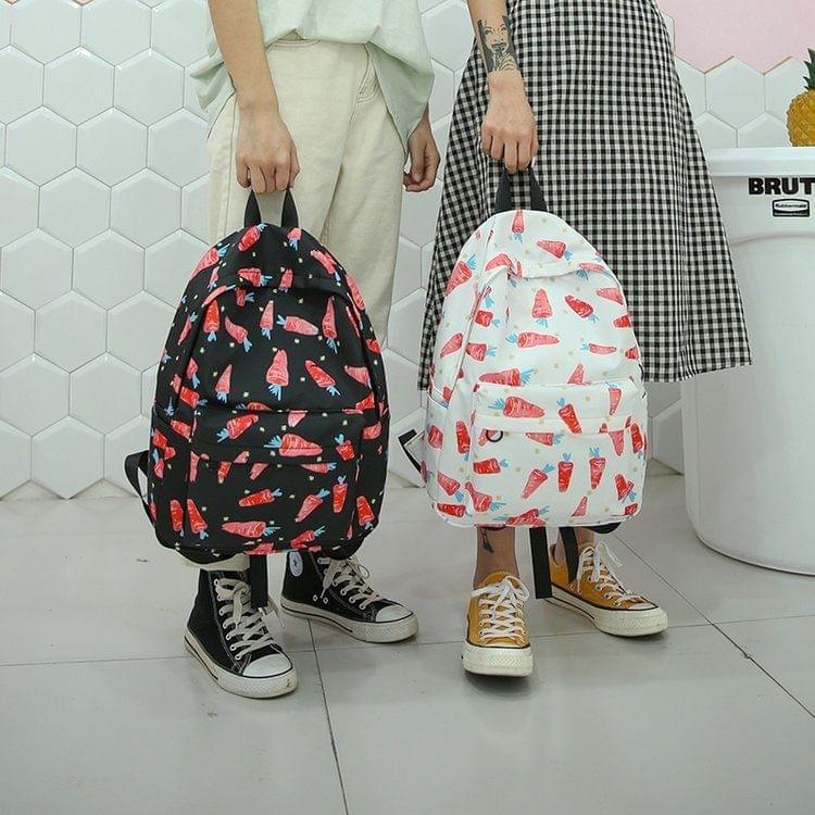 Carrot Pattern Double Shoulders School Bag Travel Backpack Bag (Black)