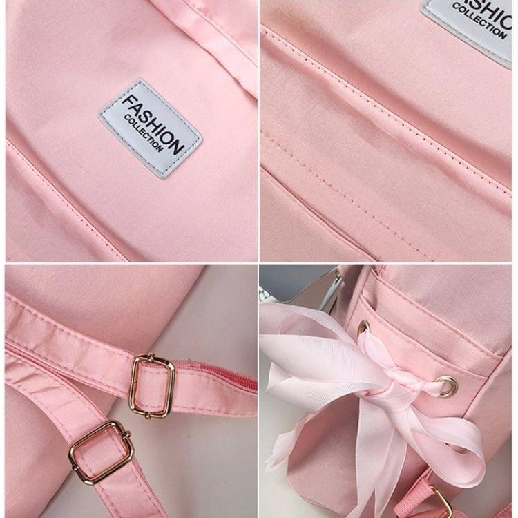 Ribbon Bow Double Shoulders School Bag Travel Backpack Bag (Gray)