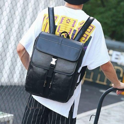 British Style Casual PU Double-shoulder Bag Messenger Bag for Men (Black)