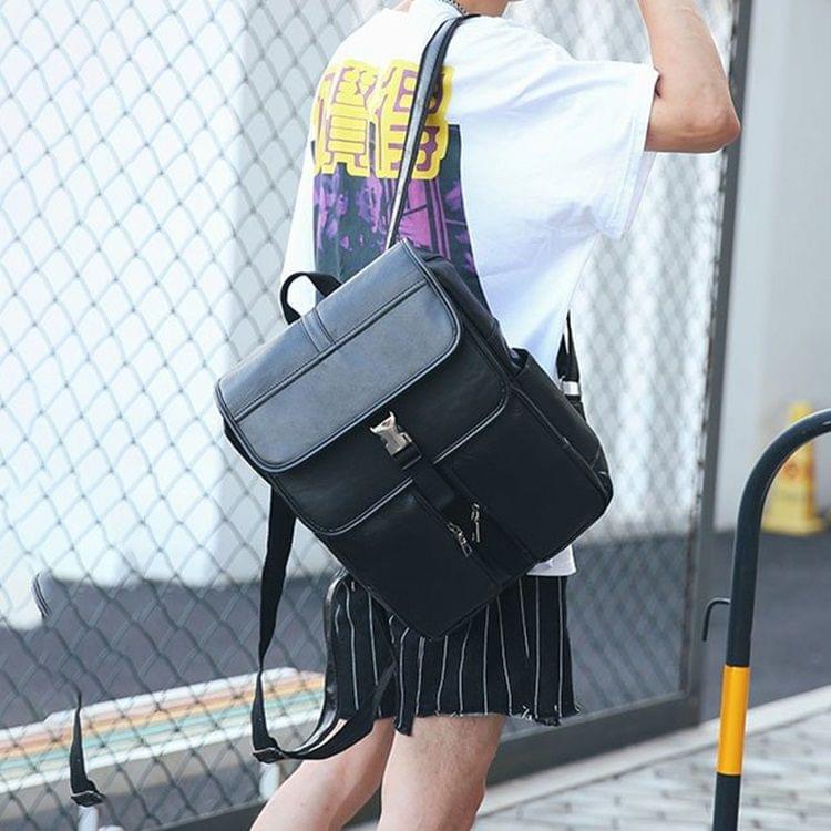 British Style Casual PU Double-shoulder Bag Messenger Bag for Men (Black)