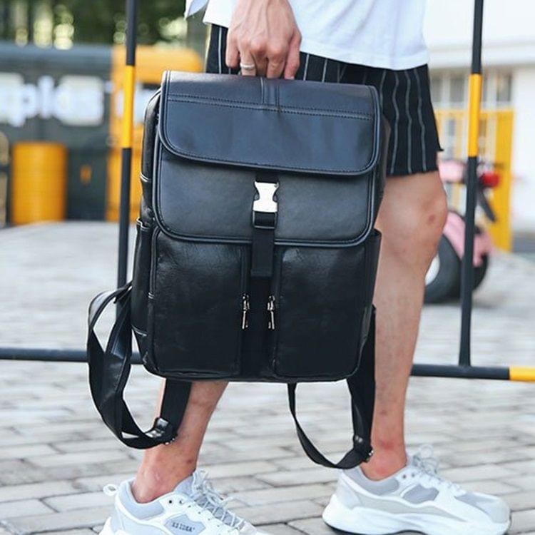 British Style Casual PU Double-shoulder Bag Messenger Bag for Men (Black)