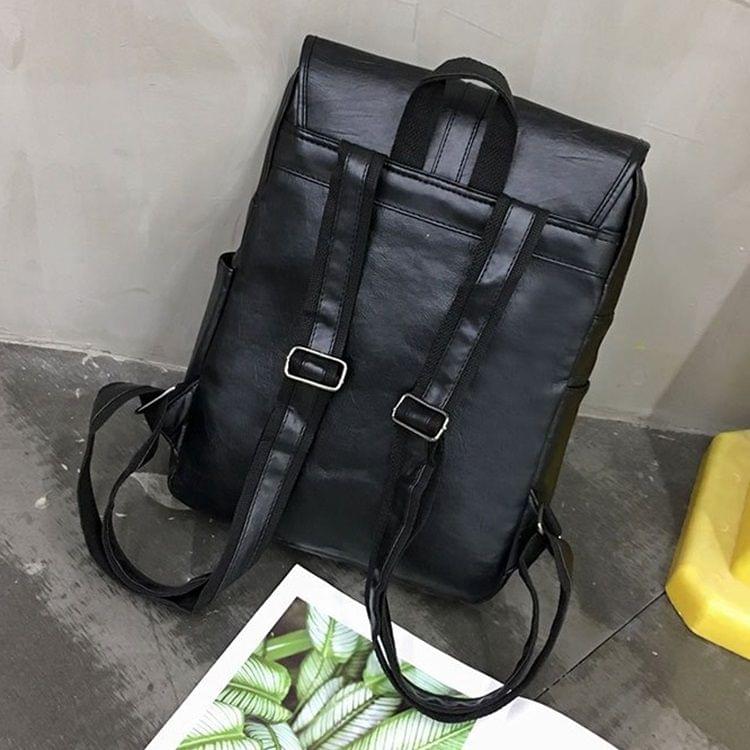 British Style Casual PU Double-shoulder Bag Messenger Bag for Men (Black)