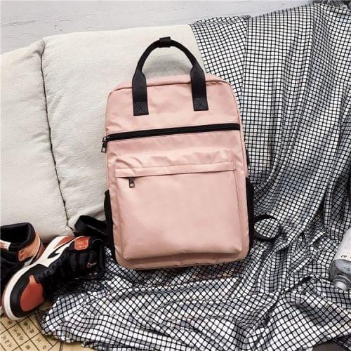 Double Shoulders School Bag Travel Backpack Handbag (Pink)