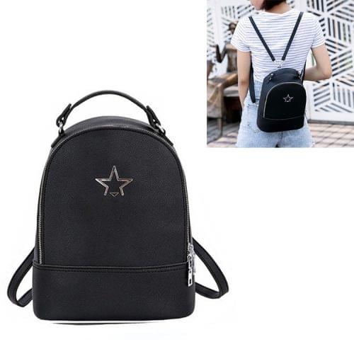 Solid Color PU Leather Double-shoulder Bag Ladies Handbag Messenger Bag (Black)