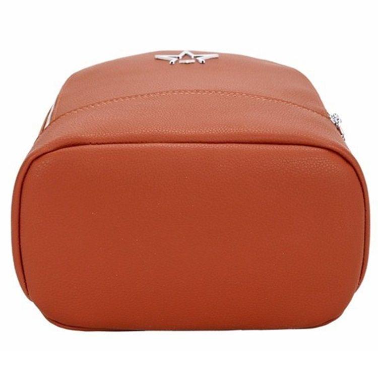 Solid Color PU Leather Double-shoulder Bag Ladies Handbag Messenger Bag (Black)