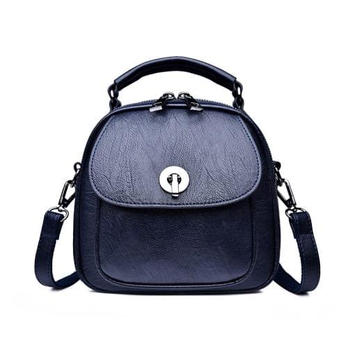 Fashion PU Double Shoulders Bag Messenger Bag Ladies Backpack Handbag (Blue)