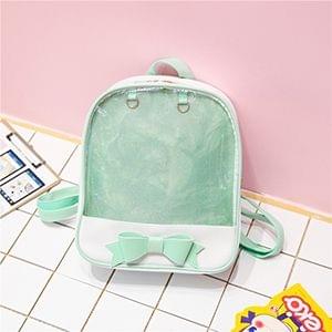 Transparent Children Backpack Cute Bow Bags Mini Schoolbag(Green)