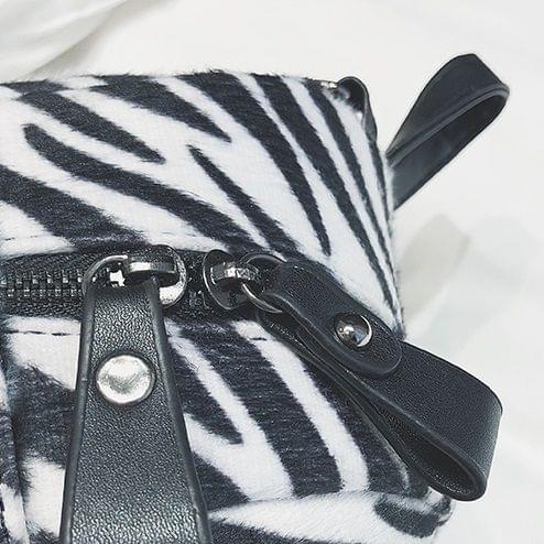Animal Grain Fashion Plush Double Shoulders Bag Ladies Handbag (Leopard)