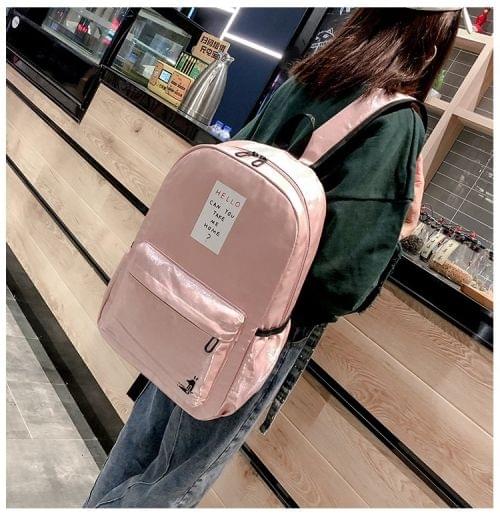 Double Zipper Design Double Shoulders School Bag Travel Backpack Bag (Pink)