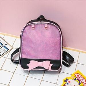 Transparent Children Backpack Cute Bow Bags Mini Schoolbag(Black Pink)
