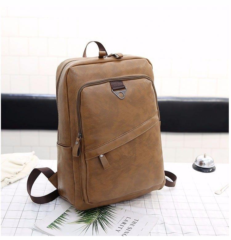 Wide Strap Casual PU Leather Double-shoulder Bag Messenger Bag for Men (Khaki)