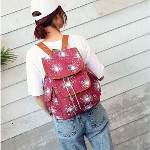 Leisure Fashion Canvas Backpack Handbag(Red)