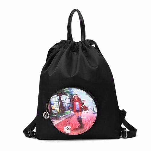 Little Girl Pattern Leisure Fashion Oxford Cloth Double Shoulder Bag Handbag