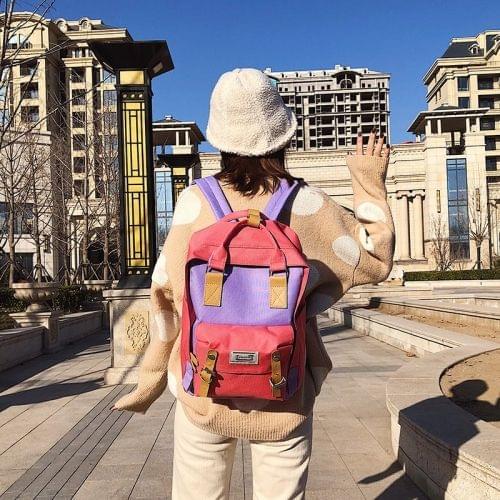Oxford Cloth School Backpack Casual Handbag Waterproof Shoulder Bag (Red Purple)