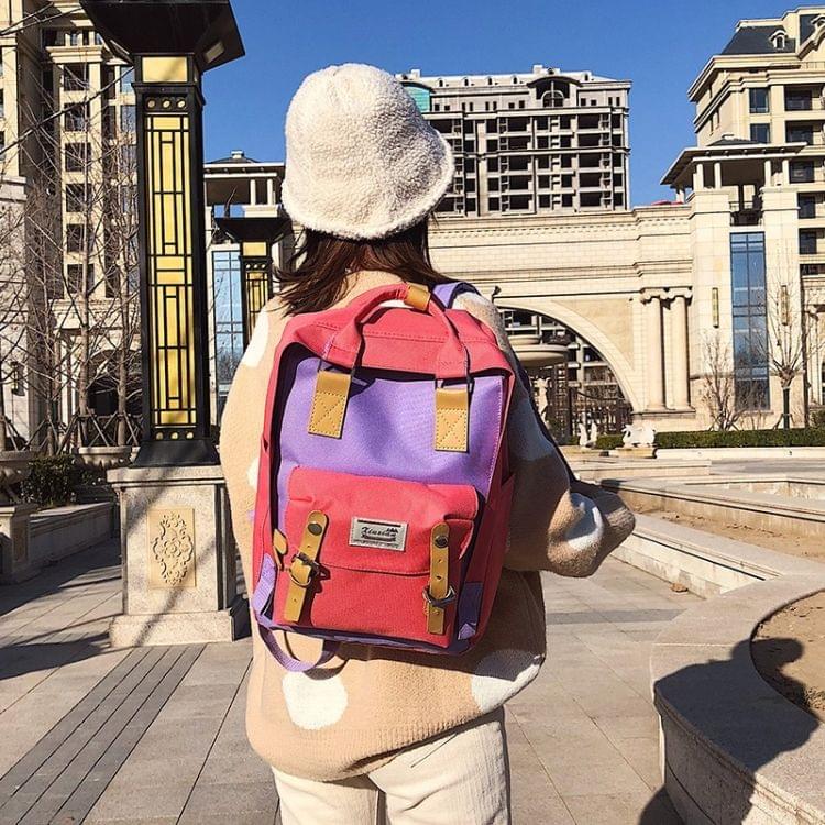 Oxford Cloth School Backpack Casual Handbag Waterproof Shoulder Bag (Red Purple)