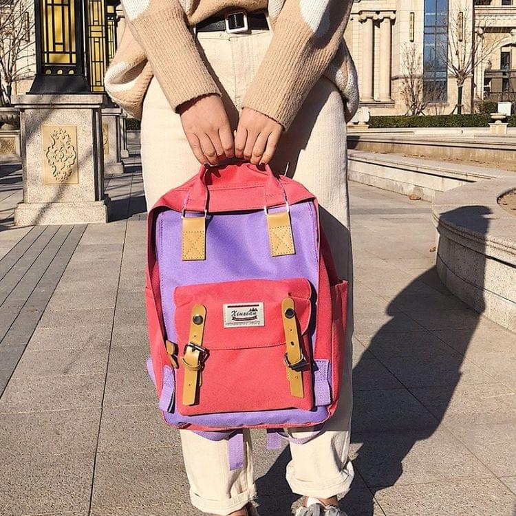Oxford Cloth School Backpack Casual Handbag Waterproof Shoulder Bag (Red Purple)