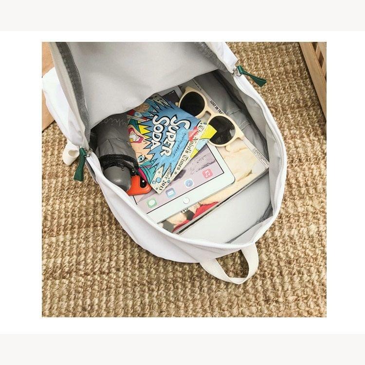 Color Matching Casual Double Shoulders Bag Casual Backpack Couple Shool Bag (Green)