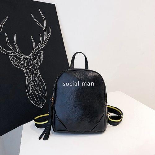 Laser Color PU Leather Double Shoulders Backpack School Bag