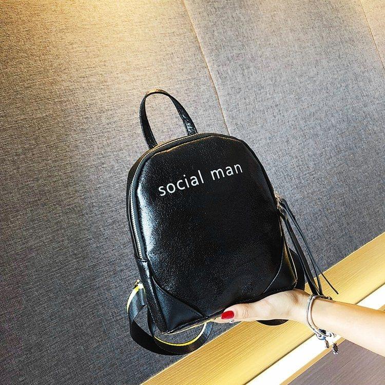 Laser Color PU Leather Double Shoulders Backpack School Bag
