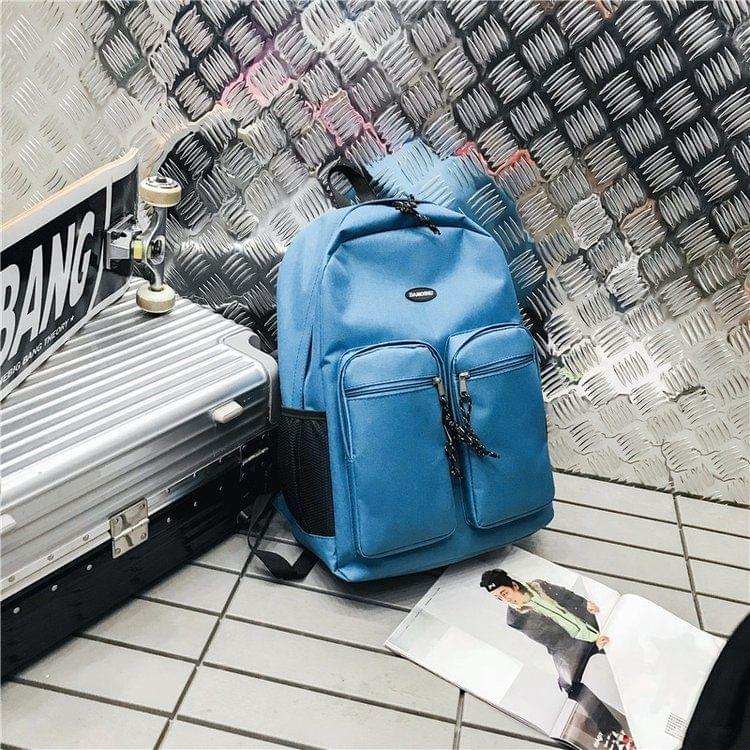 Double Shoulders School Bag Travel Backpack Bag (Blue)