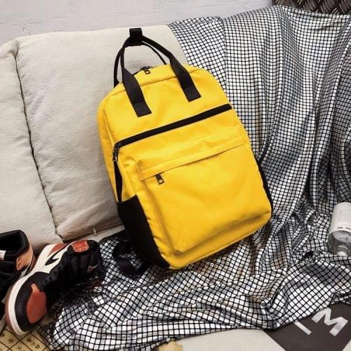 Double Shoulders School Bag Travel Backpack Handbag (Yellow)