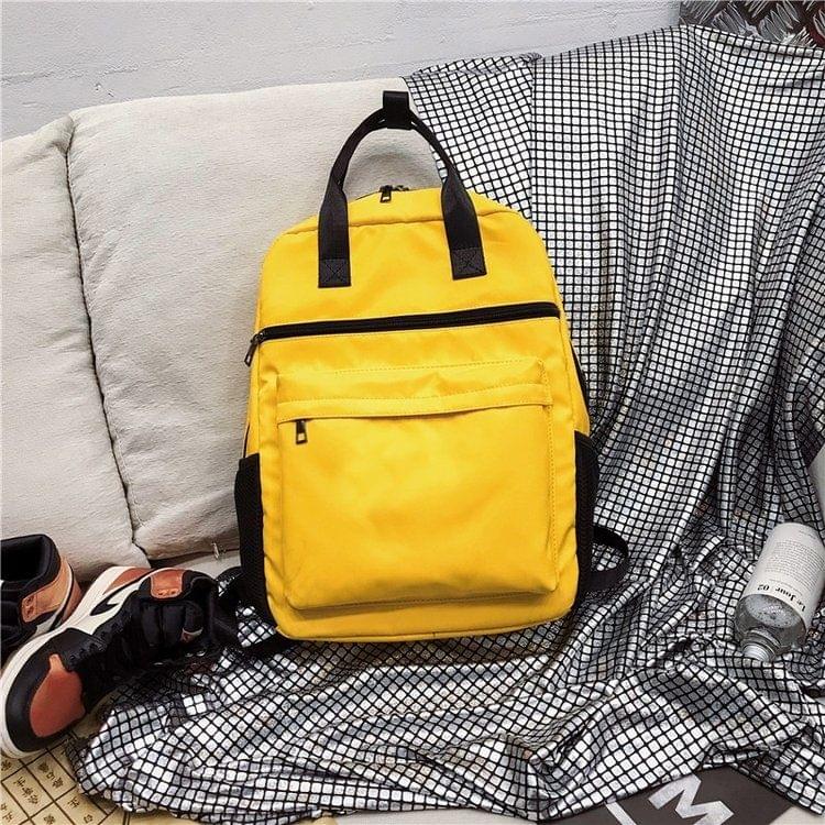 Double Shoulders School Bag Travel Backpack Handbag (Yellow)
