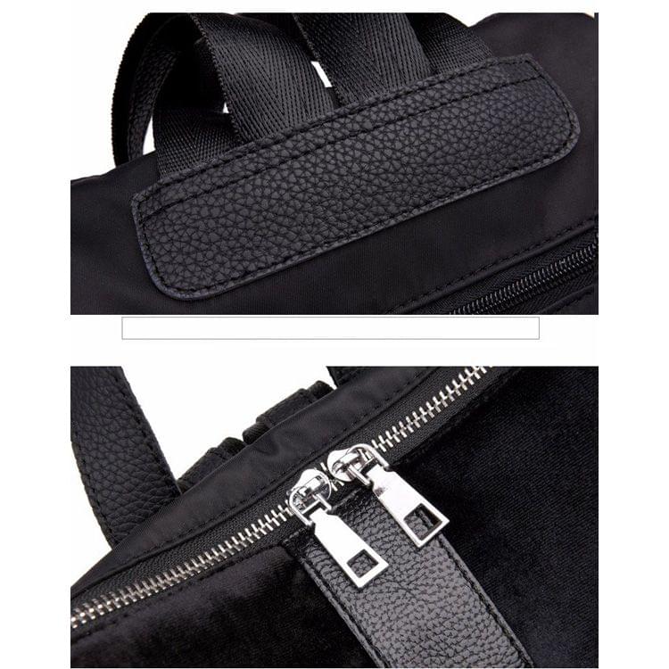 Fashion PU+ Suede School Backpack Casual Handbag Shoulder Bag(Black)