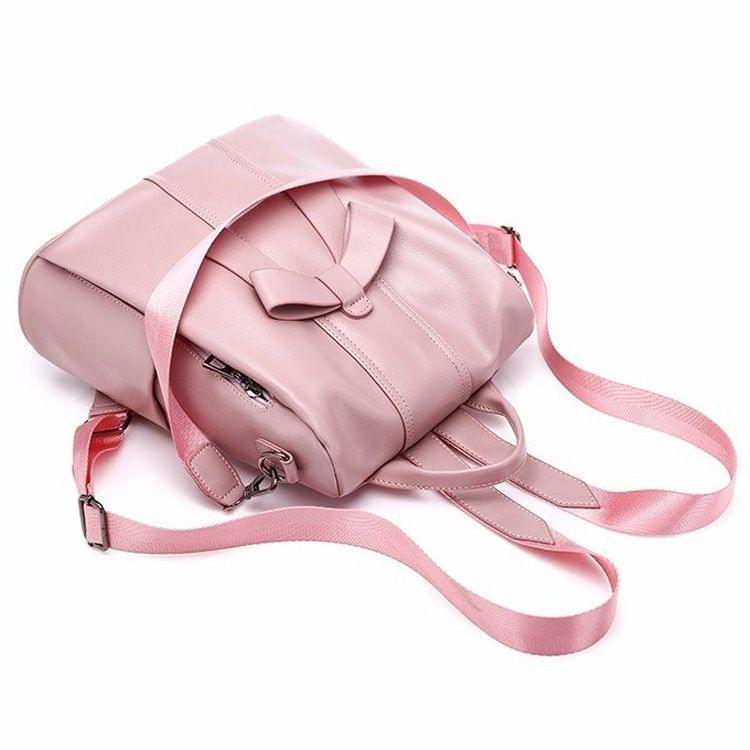 Fashion PU School Backpack Casual Handbag Shoulder Bag(Black)