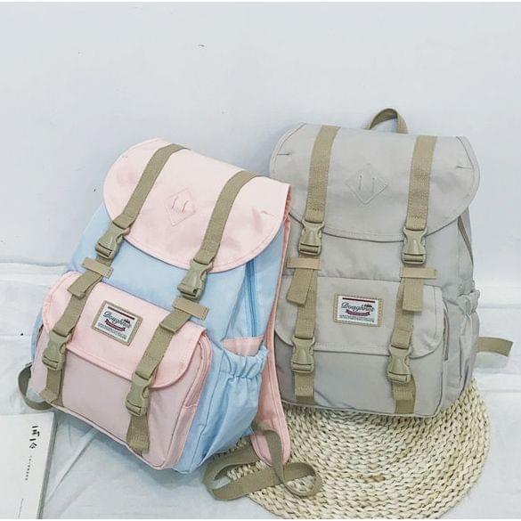 Splicing Large-capacity Backpack College Waterproof Couple Shoulder Bag (Pink)