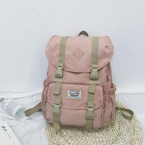 Splicing Large-capacity Backpack College Waterproof Couple Shoulder Bag (Pink)