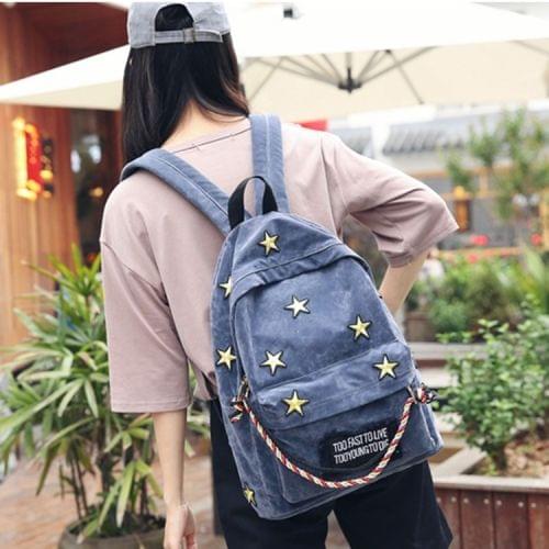 Star Embroidered Pattern Casual Double-shoulder Bag Messenger Bag (Blue)