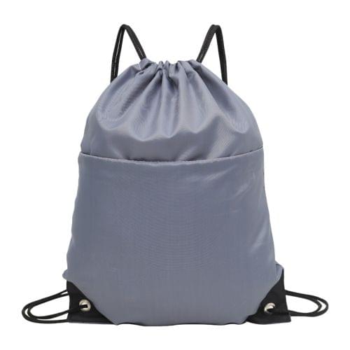 Drawstring Nylon Double Shoulders Sports Backpack Bag (Grey)