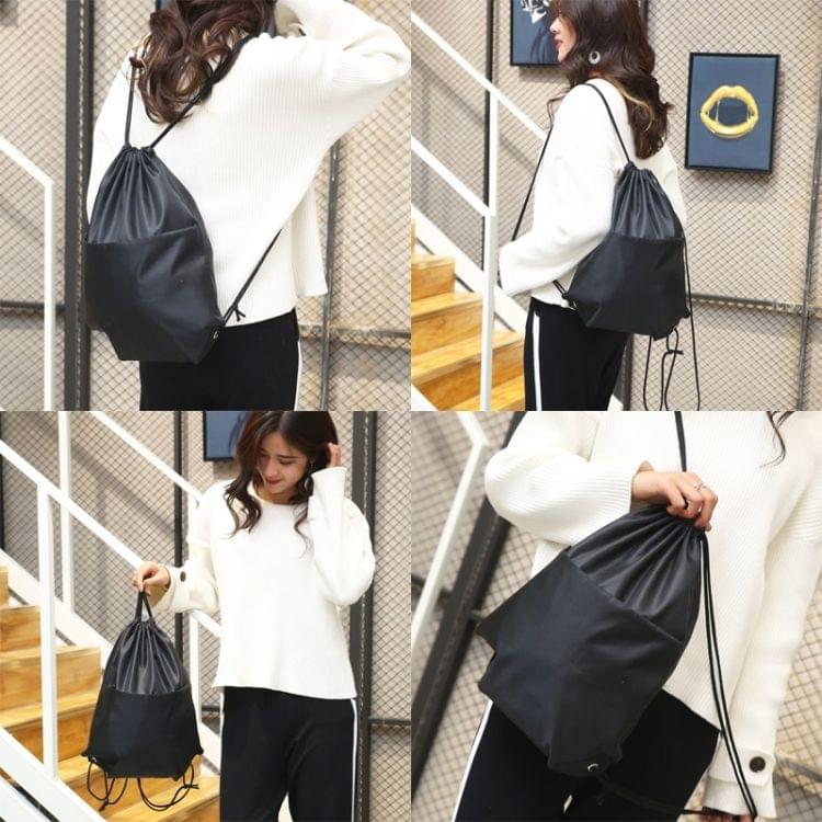 Drawstring Nylon Double Shoulders Sports Backpack Bag (Grey)