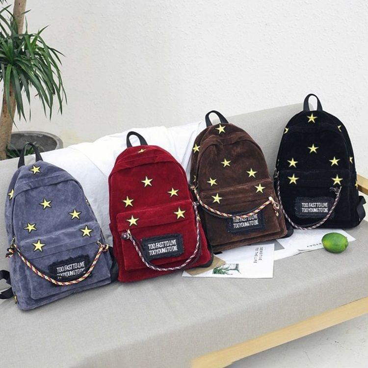 Star Embroidered Pattern Casual Double-shoulder Bag Messenger Bag (Brown)
