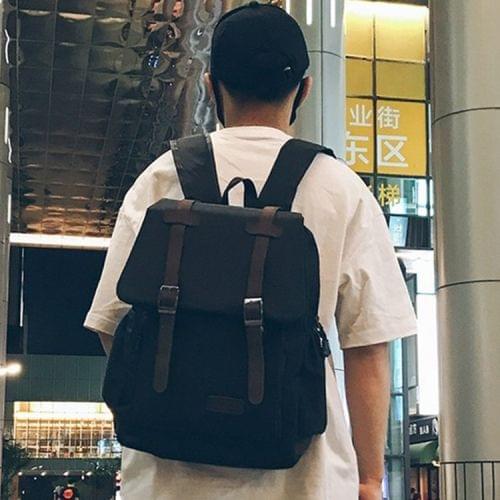 Vertical Retro Style Casual Double-shoulder Bag Messenger Bag (Black)