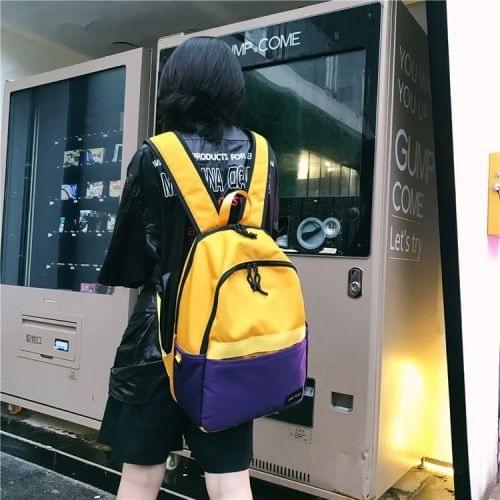 Double Shoulders School Bag Travel Backpack Bags (Yellow)