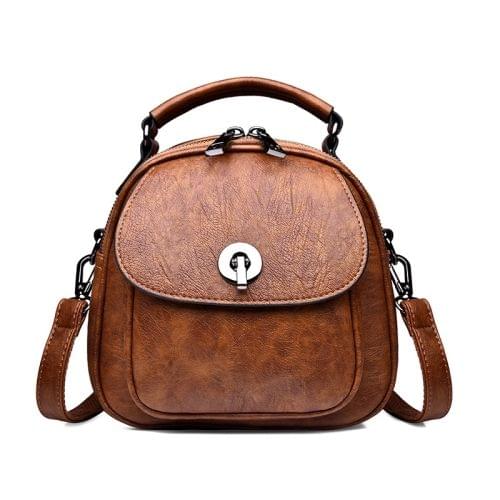 Fashion PU Double Shoulders Bag Messenger Bag Ladies Backpack Handbag (Brown)
