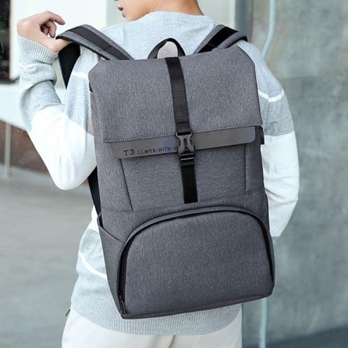 Business Computer Bag Single & Double Shoulders Bag Messenger Bag with USB Charging Hole (Gray)